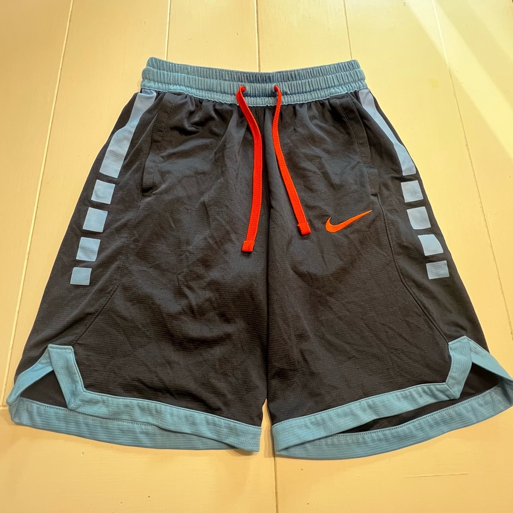 Nike Black and Blue Athletic Shorts with Side Panels